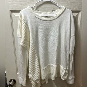 Maurices Cream Oversized Knit Sweater with Ribbed Trim